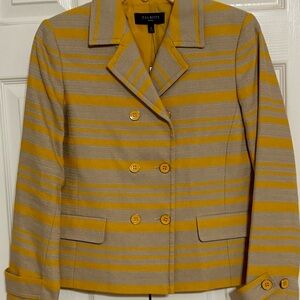 Talbots Women's Mustard and Gray Striped Blazer
